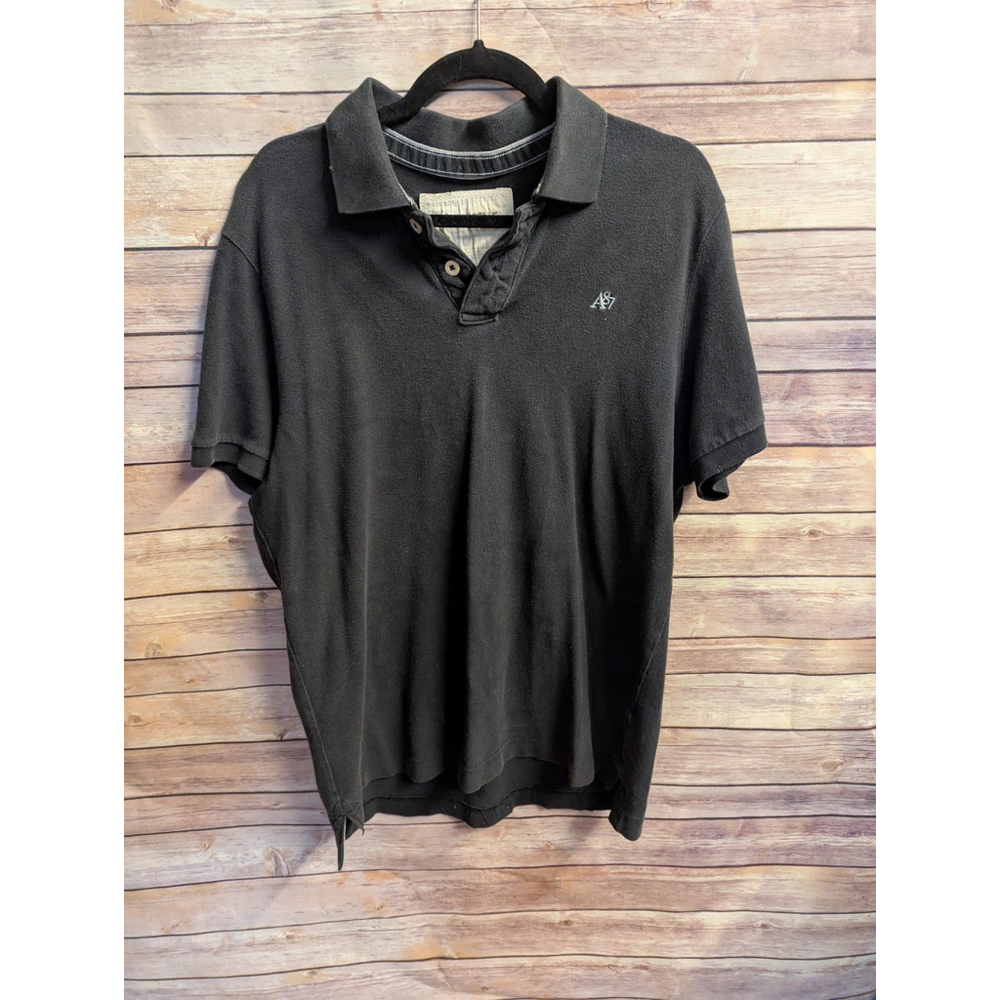 Men's Y2k-Aeropostale Men's Black Polo Shirt, size, L Short Sleeve A87.